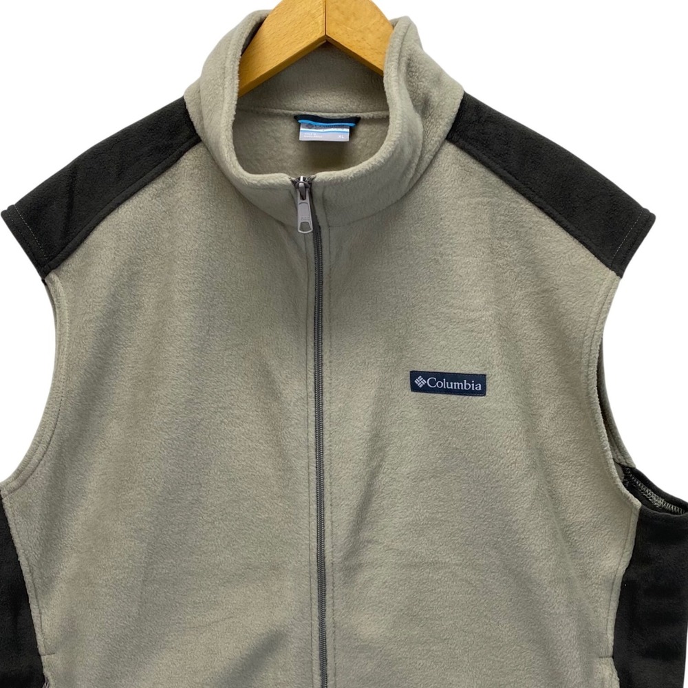 VTG Columbia Fleece Vest Men's XL Tan Gray Full‎ Zip Outdoor Gorpcore Pockets